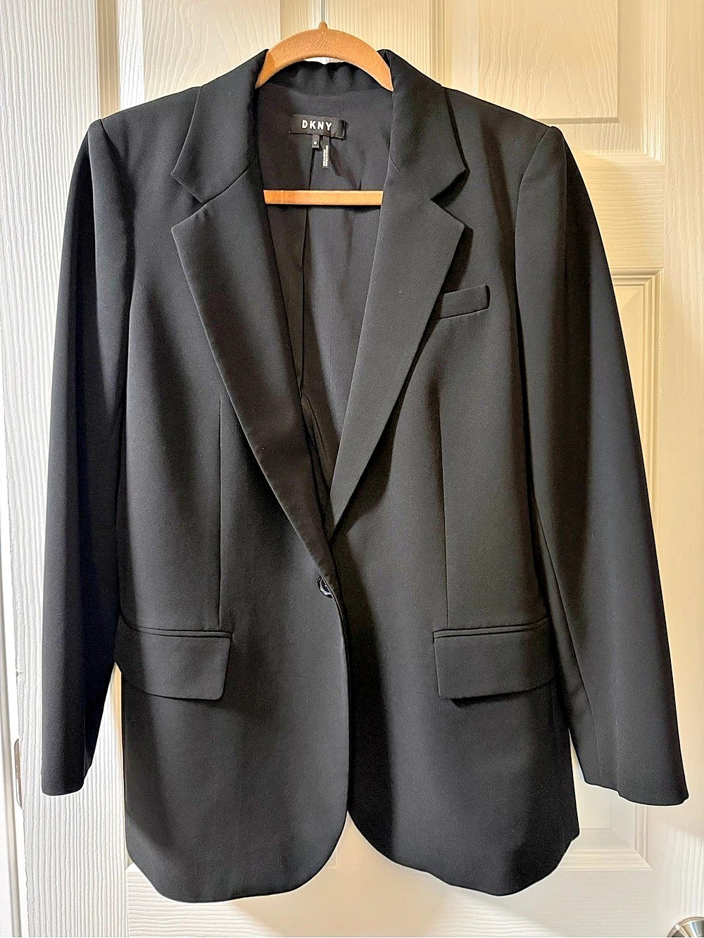 DKNY Single-Button Long-Sleeve Blazer Black Size 12